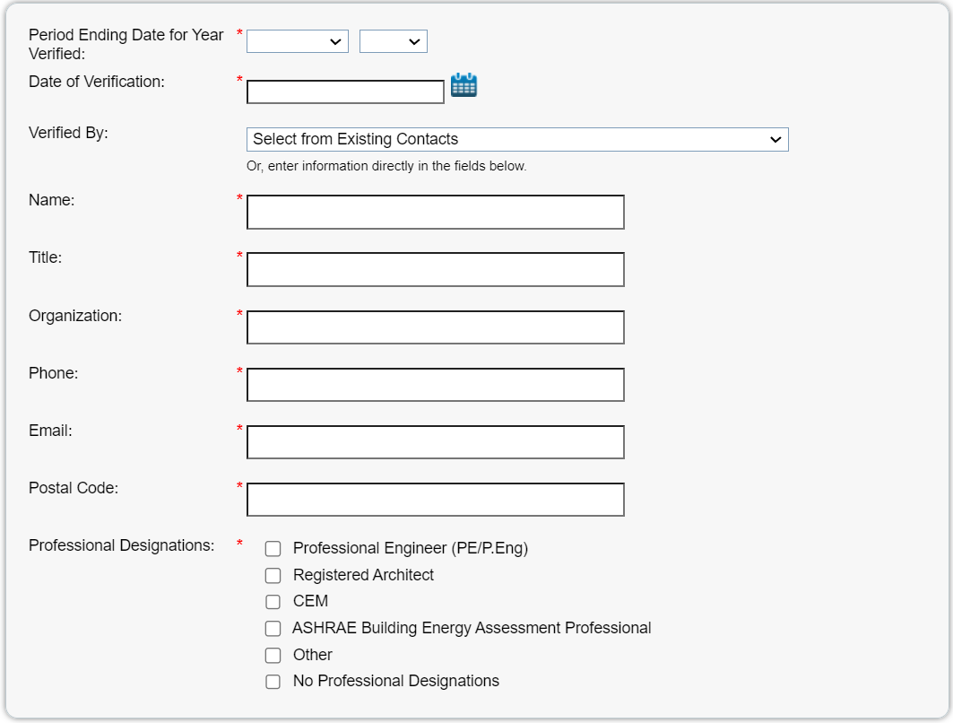 Portfolio Manager's verification-information form, from Denver's official training guide.